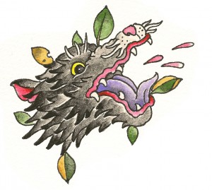 狼のタトゥーデザイン画像