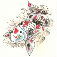 錦鯉のタトゥーのデザイン、イラスト
